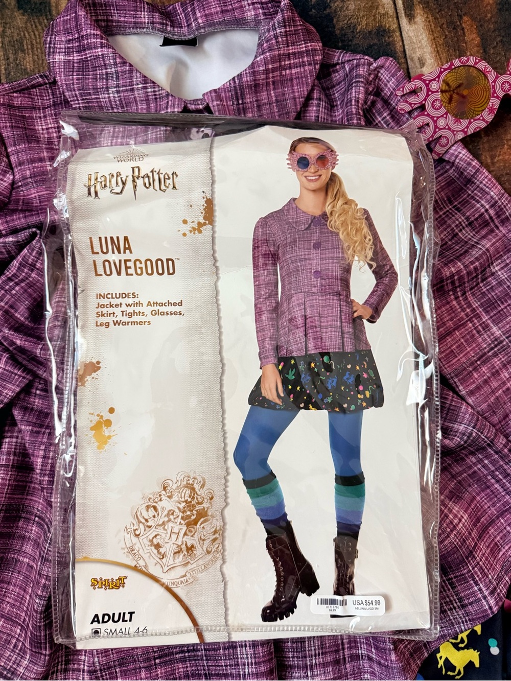 Warner Bros. Luna Lovegood Purple Plaid Costume. Read description
